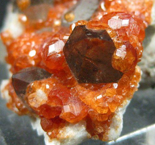 Spessartine On Smoky Quartz & Muscovite