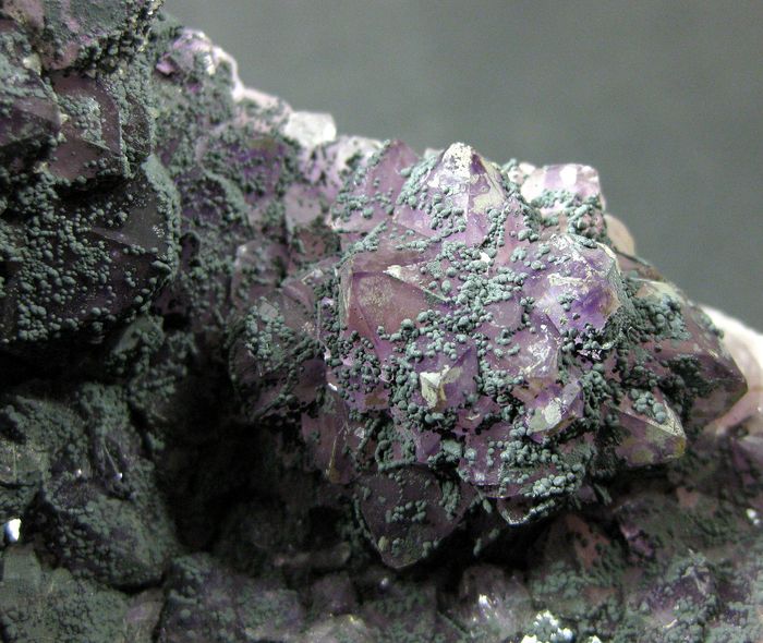 Clinochlore Var Delessite On Amethyst