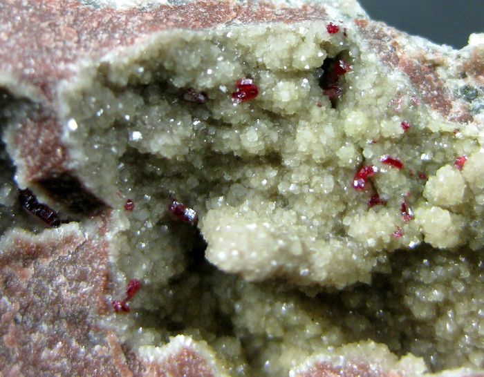 Cinnabar On Calcite