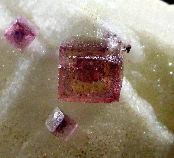 Fluorite & Siderite On Milky Quartz