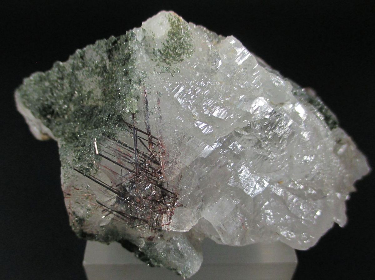 Rutile Var Sagenite & Chlorite On Quartz