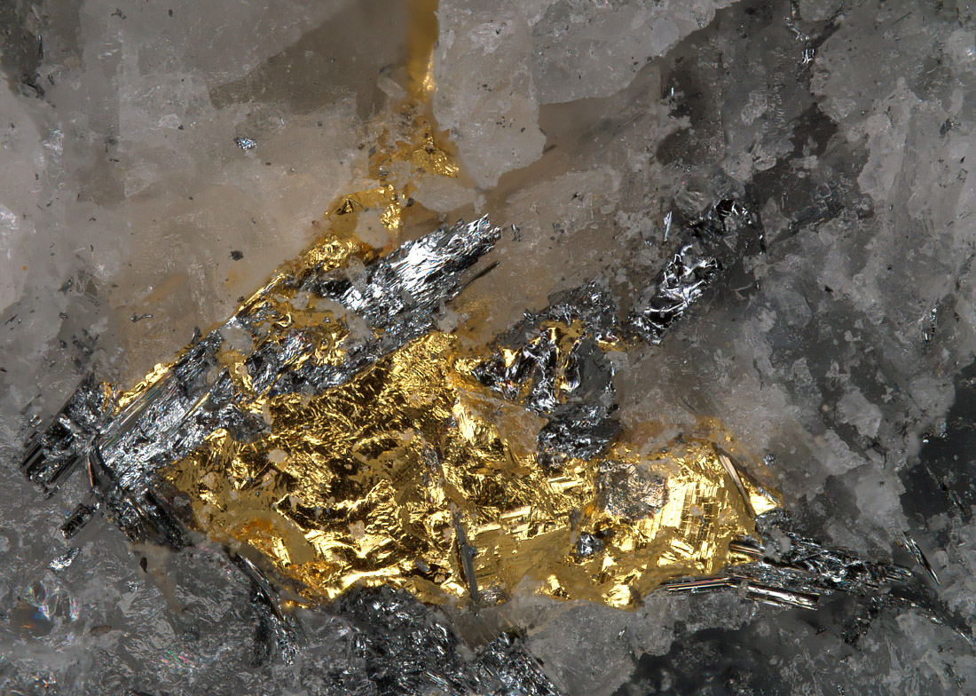 Native Gold Jamesonite & Tetrahedrite