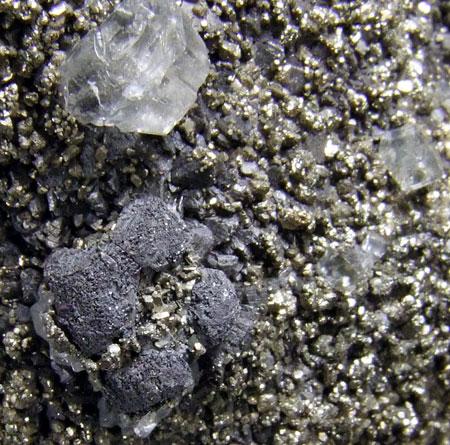 Galena Calcite & Pyrite On Sphalerite