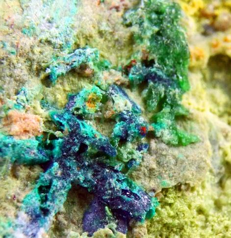 Olivenite On Corkite With Brochantite Psm Azurite