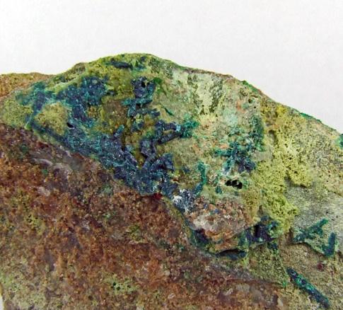 Olivenite On Corkite With Brochantite Psm Azurite