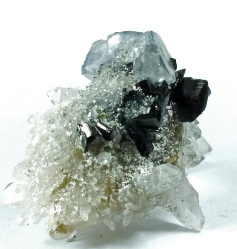 Wolframite On Quartz & Fluorite