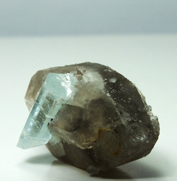 Aquamarine On Smoky Quartz