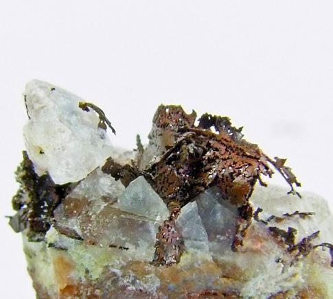 Native Copper In & On Calcite