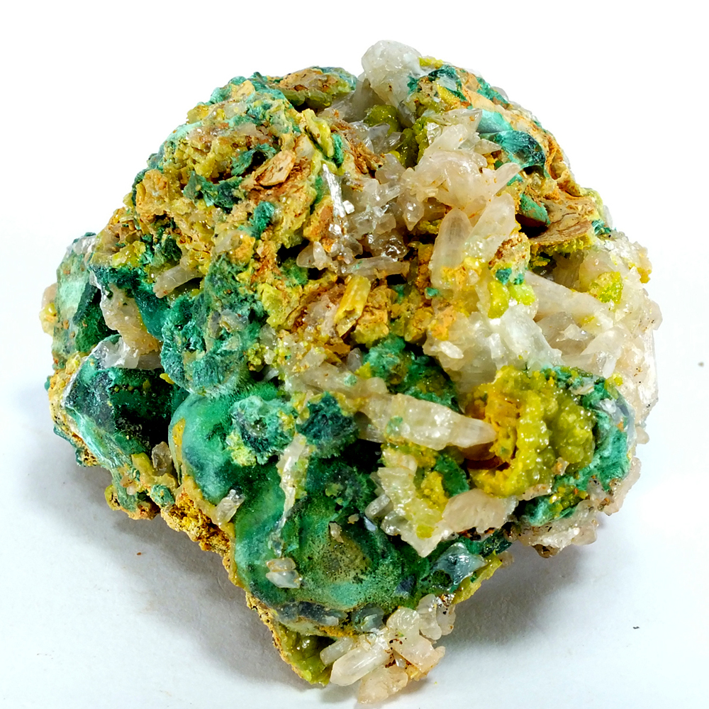 Pyromorphite & Cerussite On Malachite