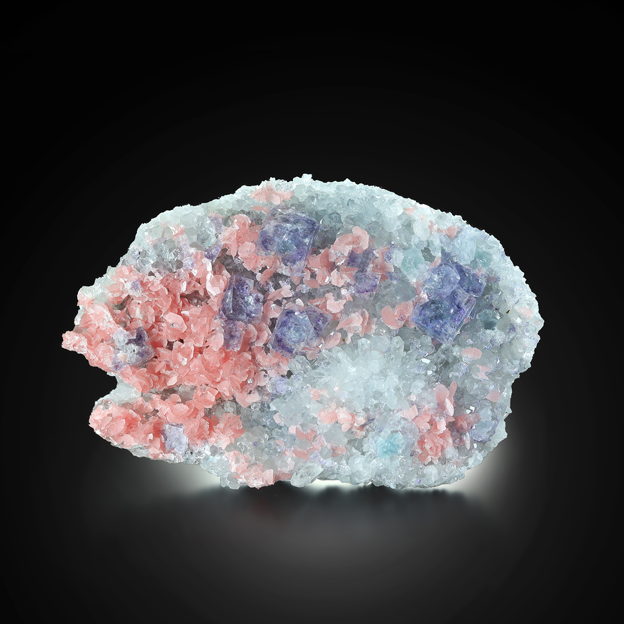 Rhodochrosite With Fluorite & Quartz