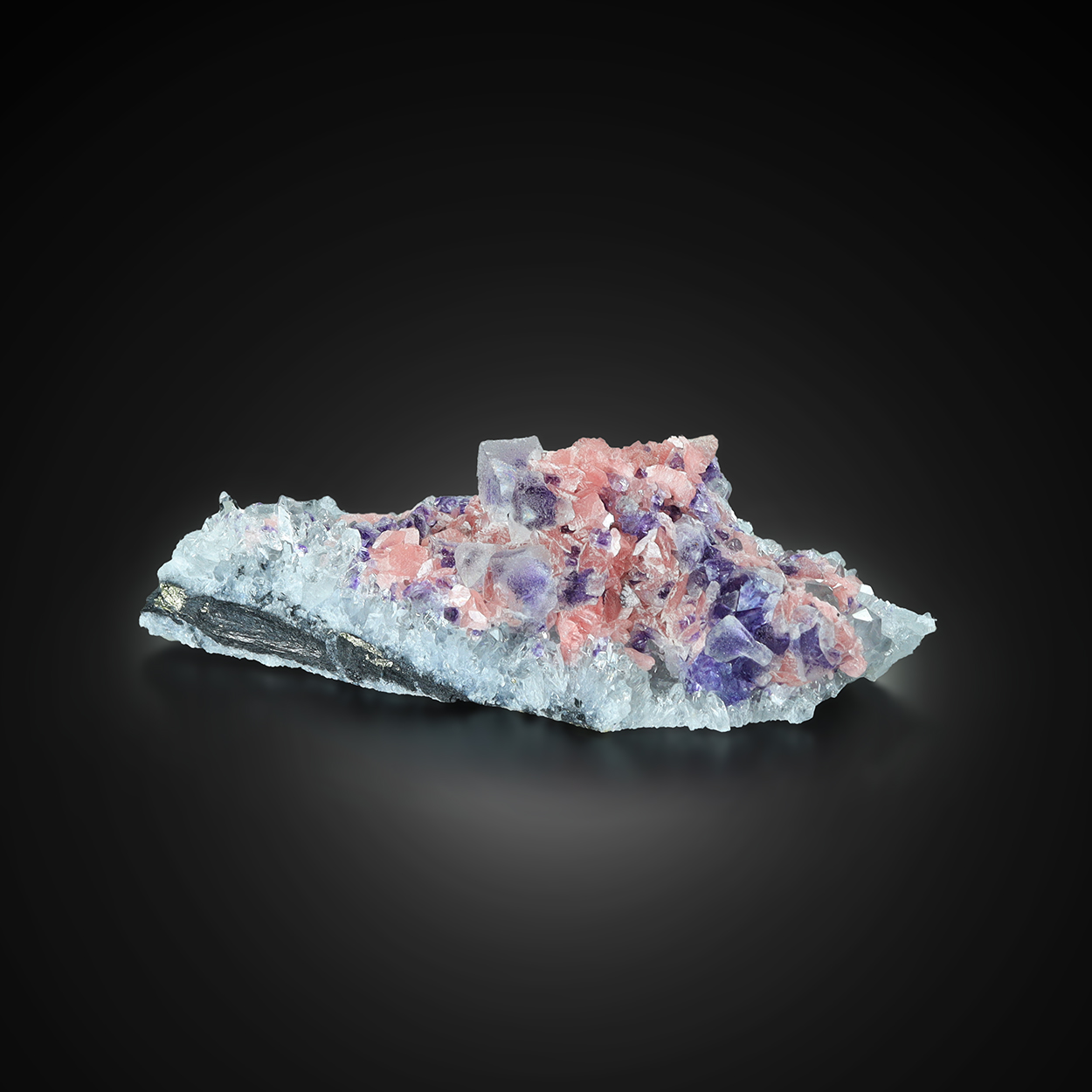 Rhodochrosite With Fluorite & Quartz