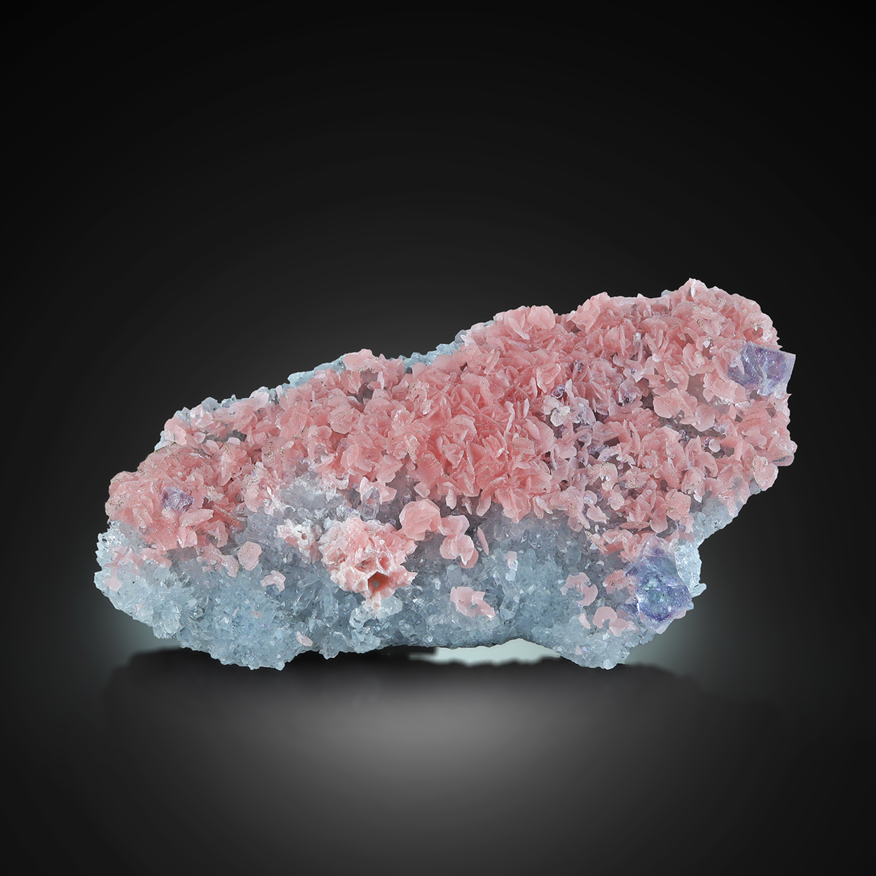 Rhodochrosite With Fluorite & Quartz