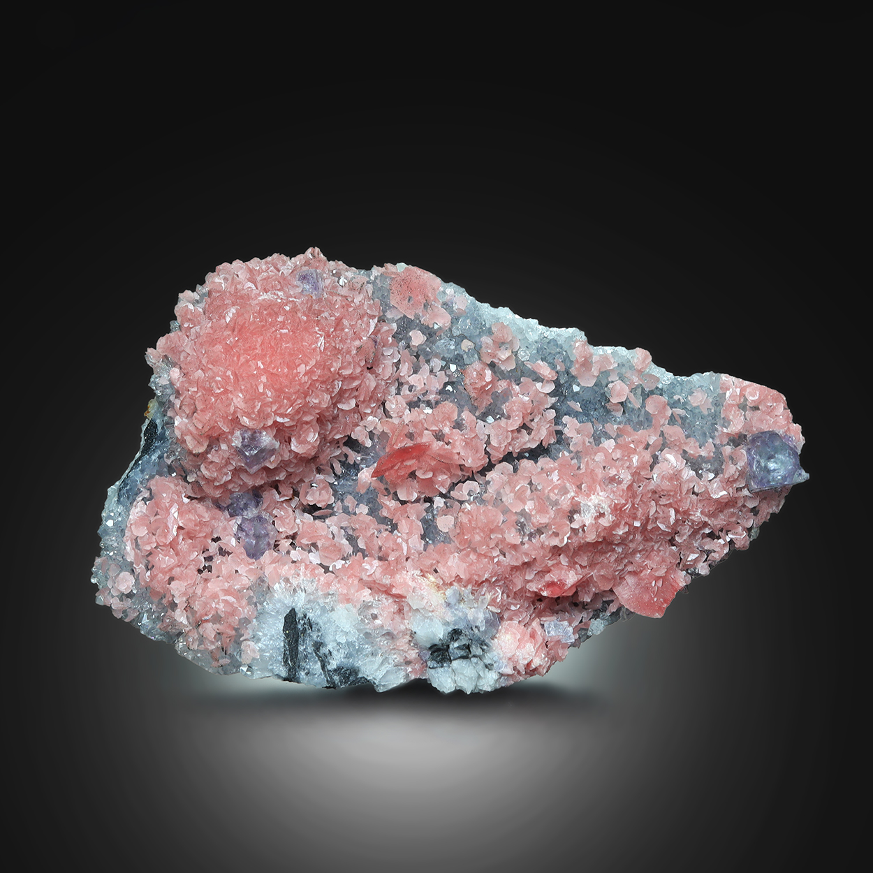 Rhodochrosite With Fluorite & Quartz