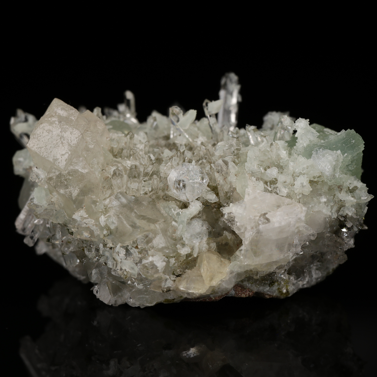 Prehnite & Analcime With Calcite & Quartz