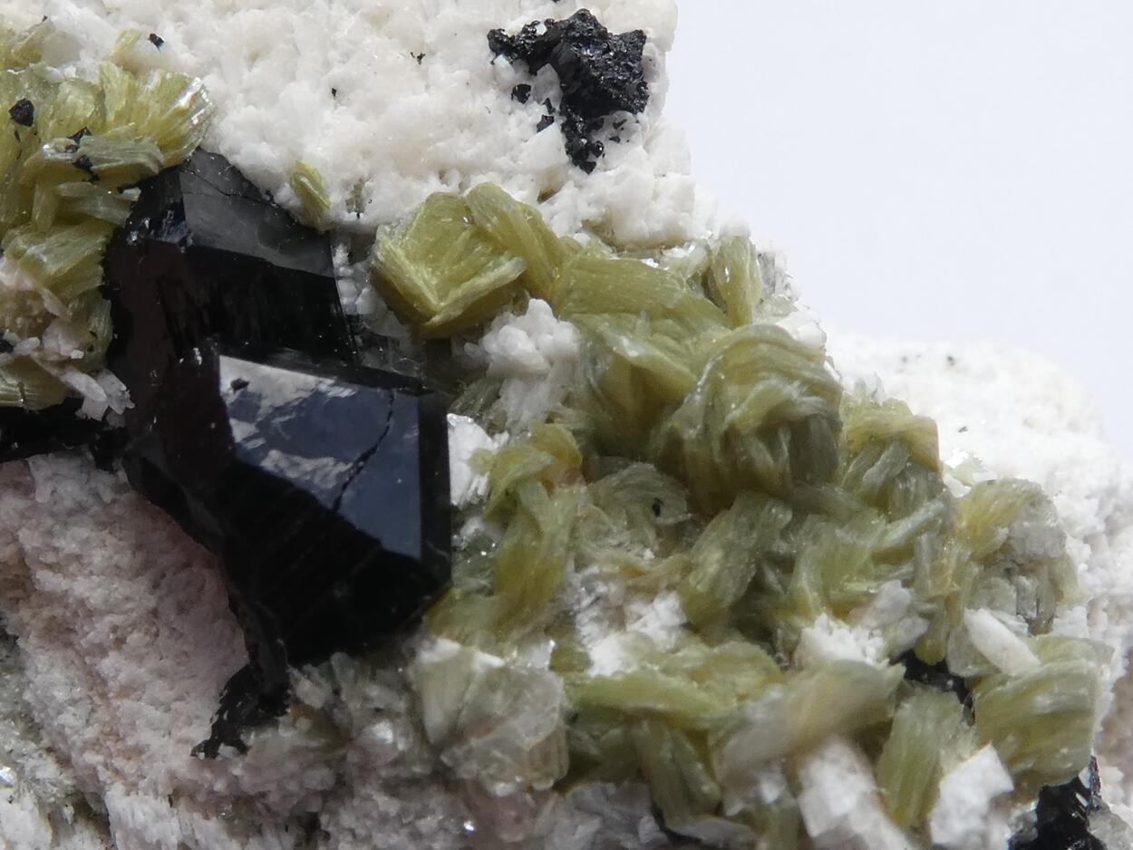 Fluorite With Muscovite & Schorl On Feldspar