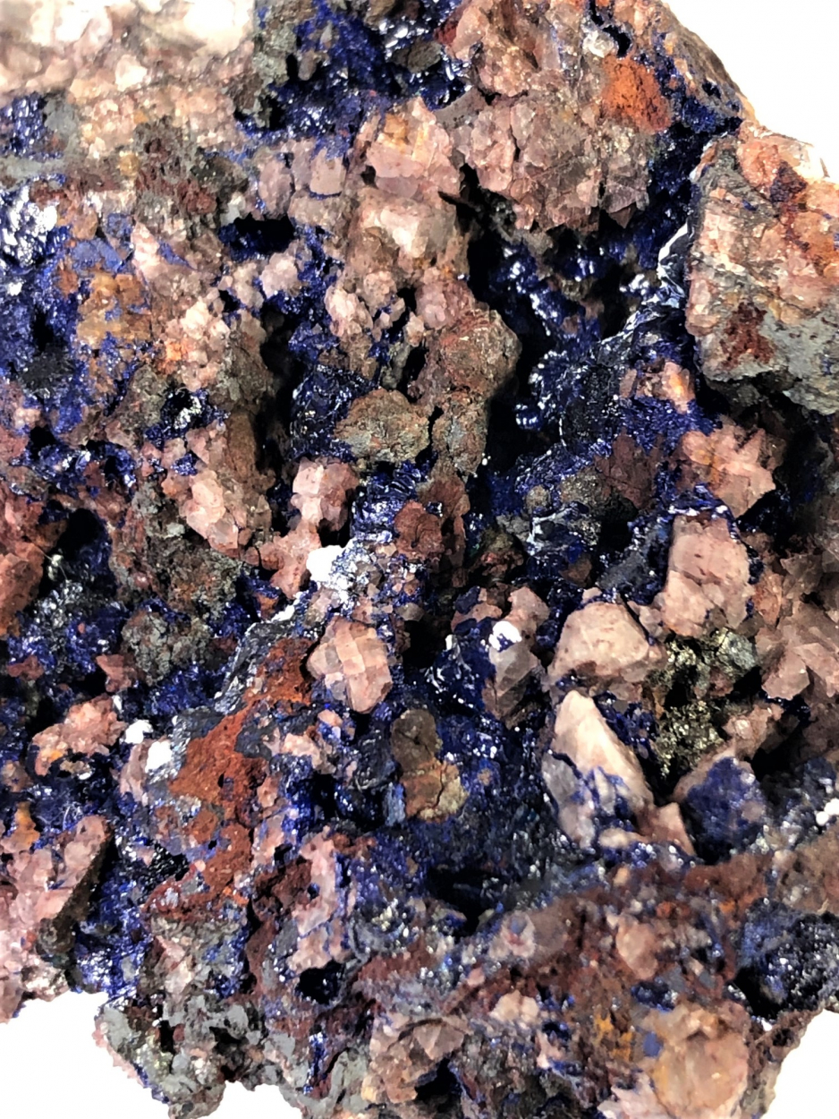 Azurite & Gearksutite On Fluorite & Goethite