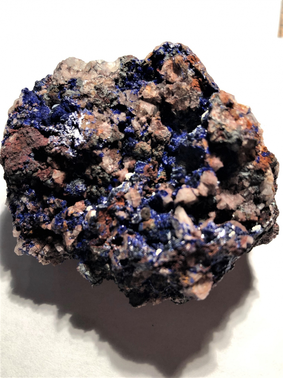 Azurite & Gearksutite On Fluorite & Goethite