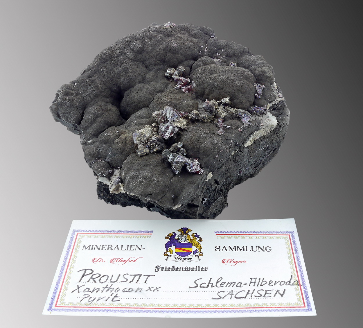 Proustite & Argentopyrite On Native Arsenic