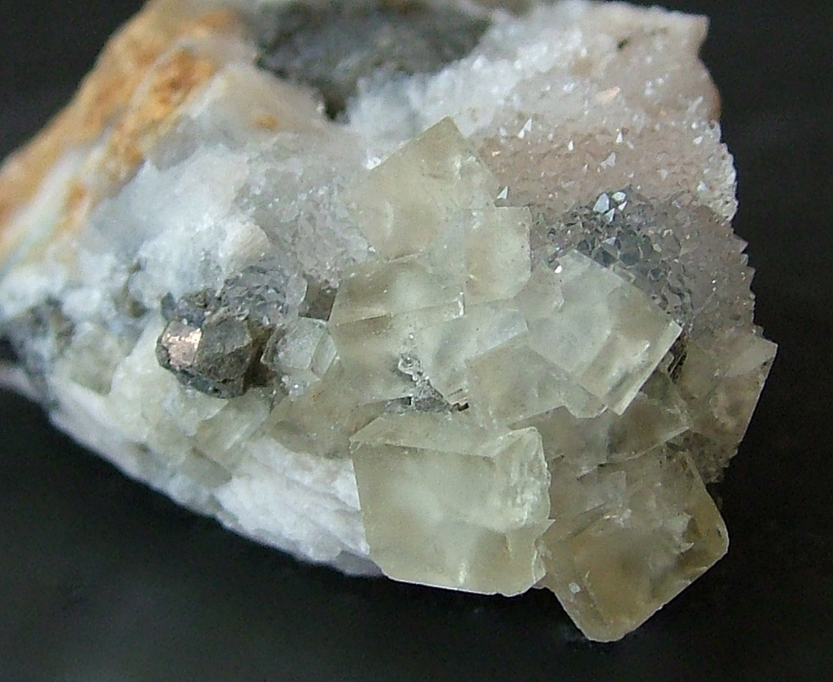 Fluorite With Galena On Quartz & Baryte