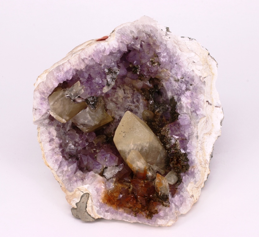 Calcite On Amethyst