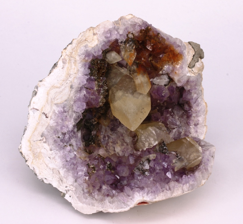 Calcite On Amethyst