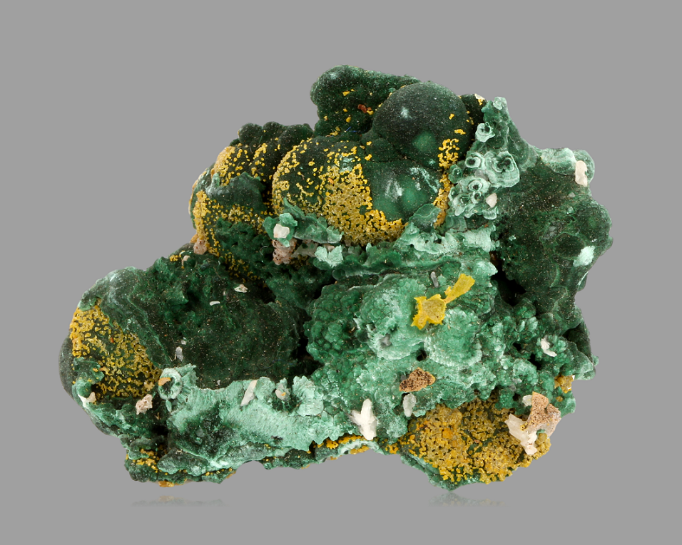 Pyromorphite On Malachite With Cerussite