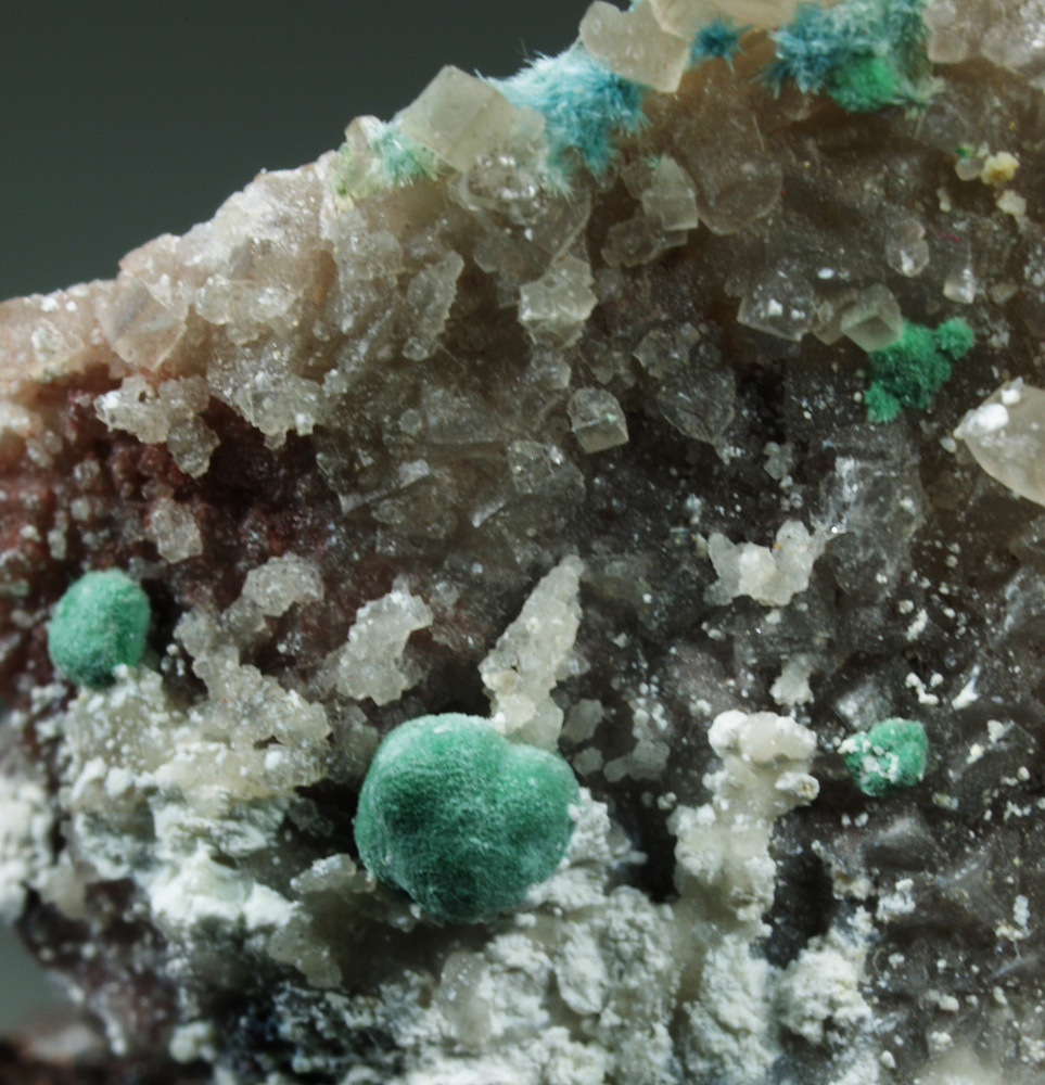 Carbonatecyanotrichite Malachite & Fluorite