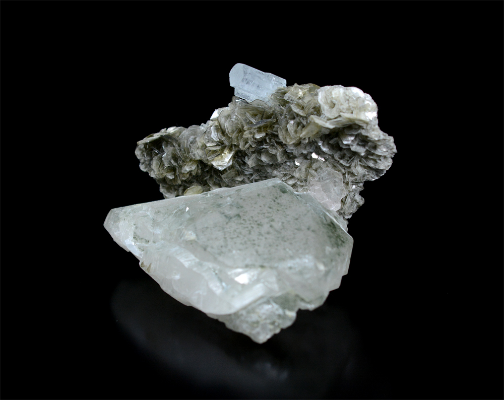 Aquamarine With Quartz Mica & Fluorite