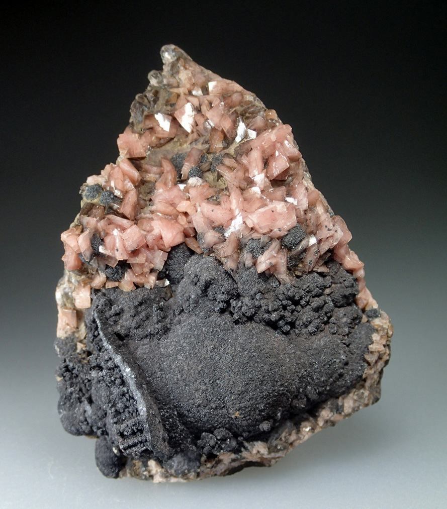 Rhodochrosite On Gageite & Manganite