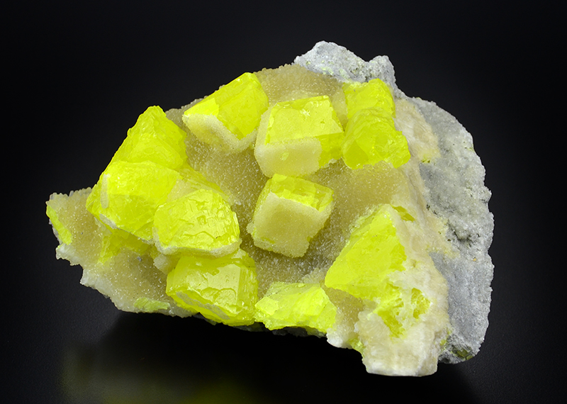 Native Sulphur With Calcite