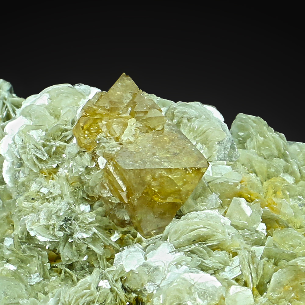 Scheelite With Goshenite On Muscovite