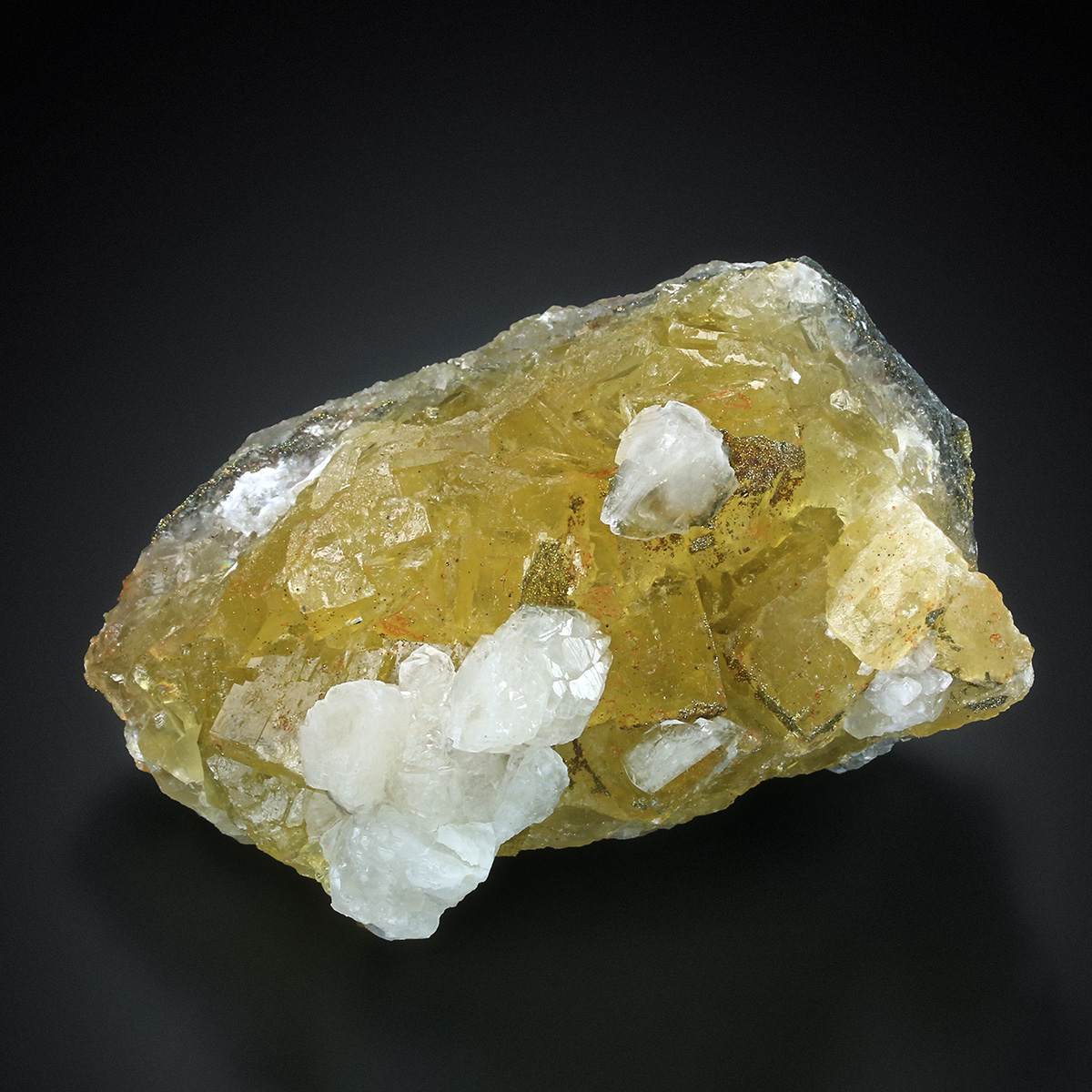 Calcite On Fluorite With Pyrite