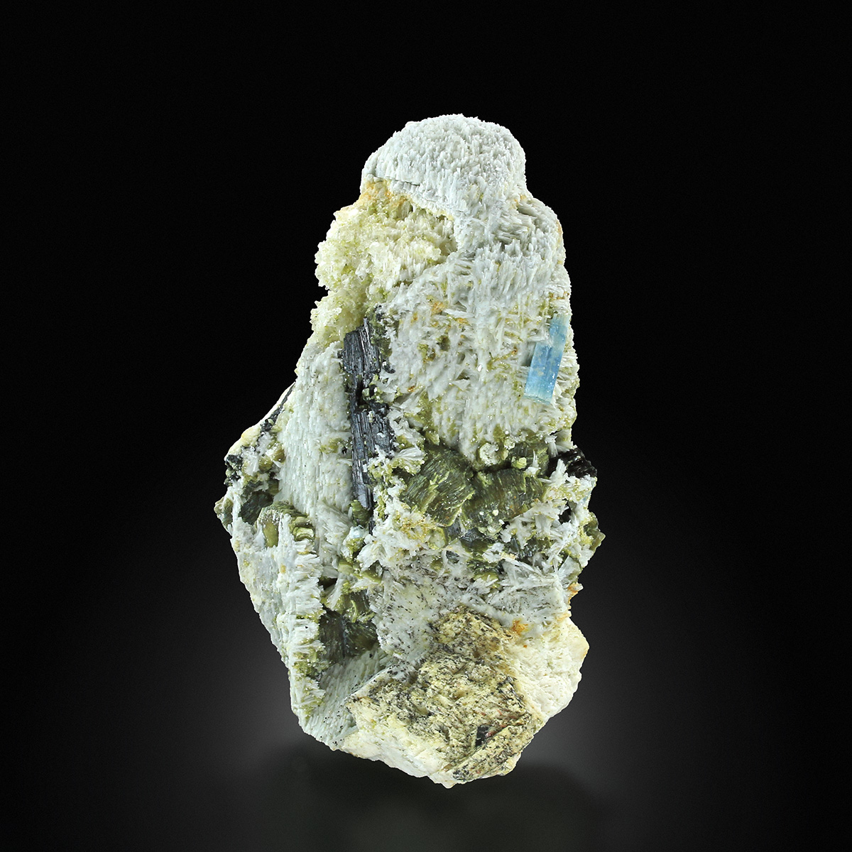 Aquamarine On Feldspar With Muscovite Schorl & Quartz