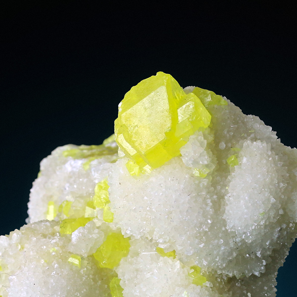 Native Sulphur With Aragonite & Calcite