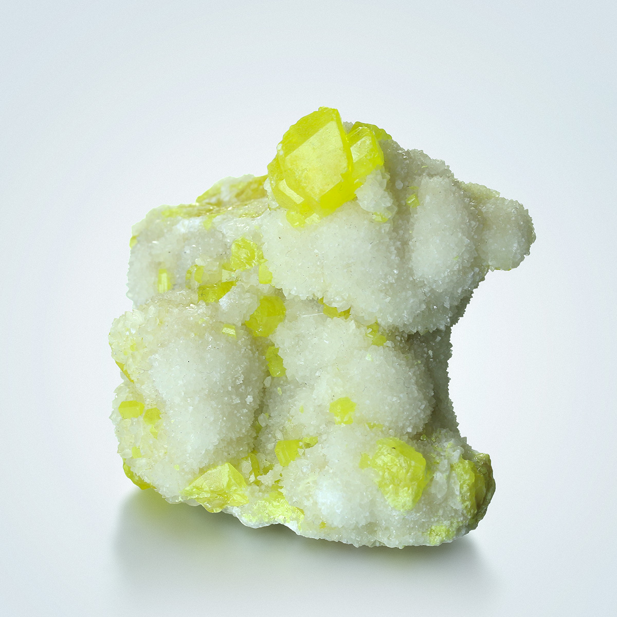 Native Sulphur With Aragonite & Calcite