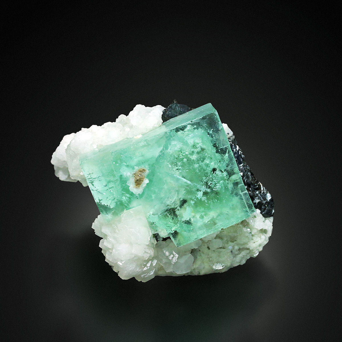 Fluorite With Calcite & Ferberite