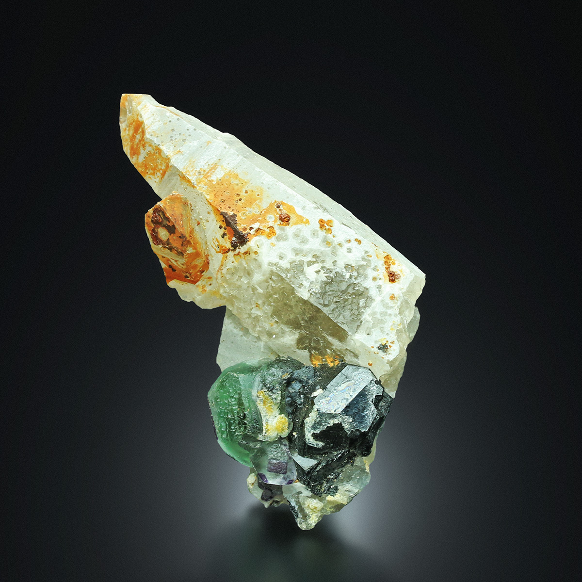 Fluorite With Schorl Hyalite Opal & Quartz