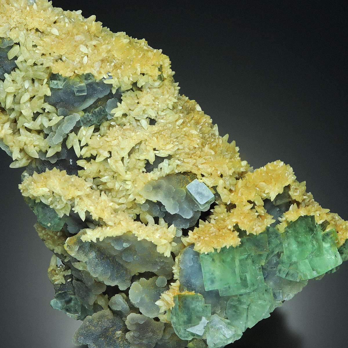 Fluorite With Calcite & Quartz