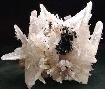 Ferberite With Fluorite On Quartz