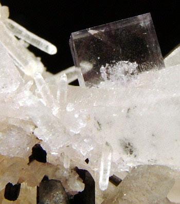 Ferberite With Fluorite On Quartz