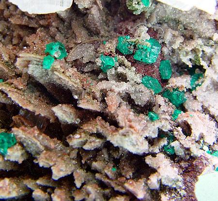 Calcite With Dioptase & Malachite