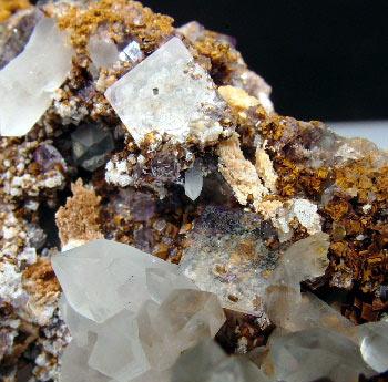 Quartz On Fluorite With Siderite