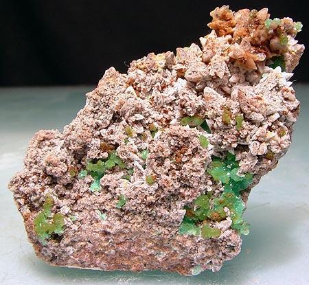 Cuprian Adamite & Calcite