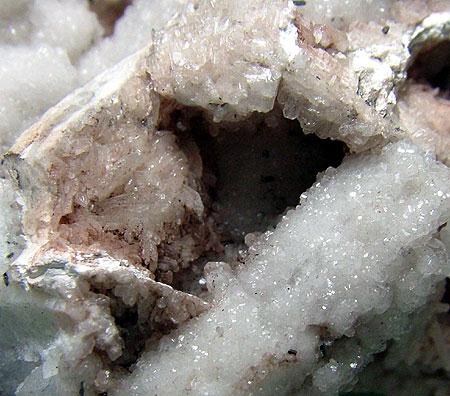 Hydrocerussite & Calcite With Pyrolusite