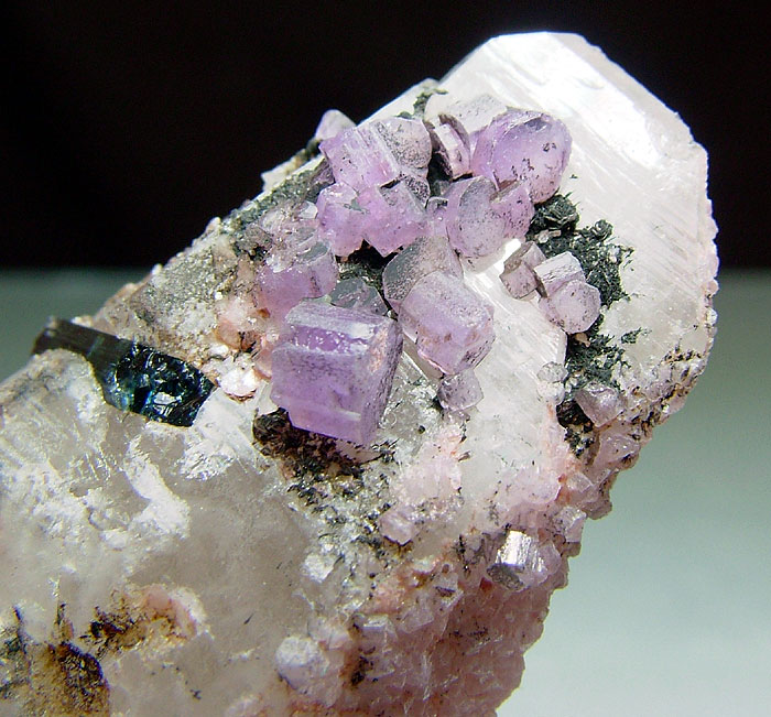 Apatite Indicolite & Kunzite On Quartz