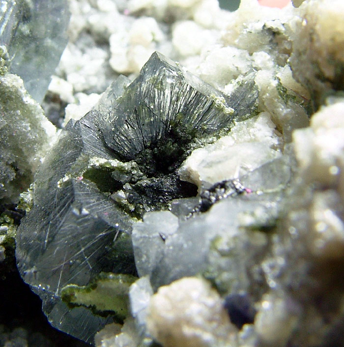 Fluorite With Bismuthinite Inclusions & Ferberite