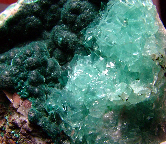 Cuprian Calcite & Rosasite