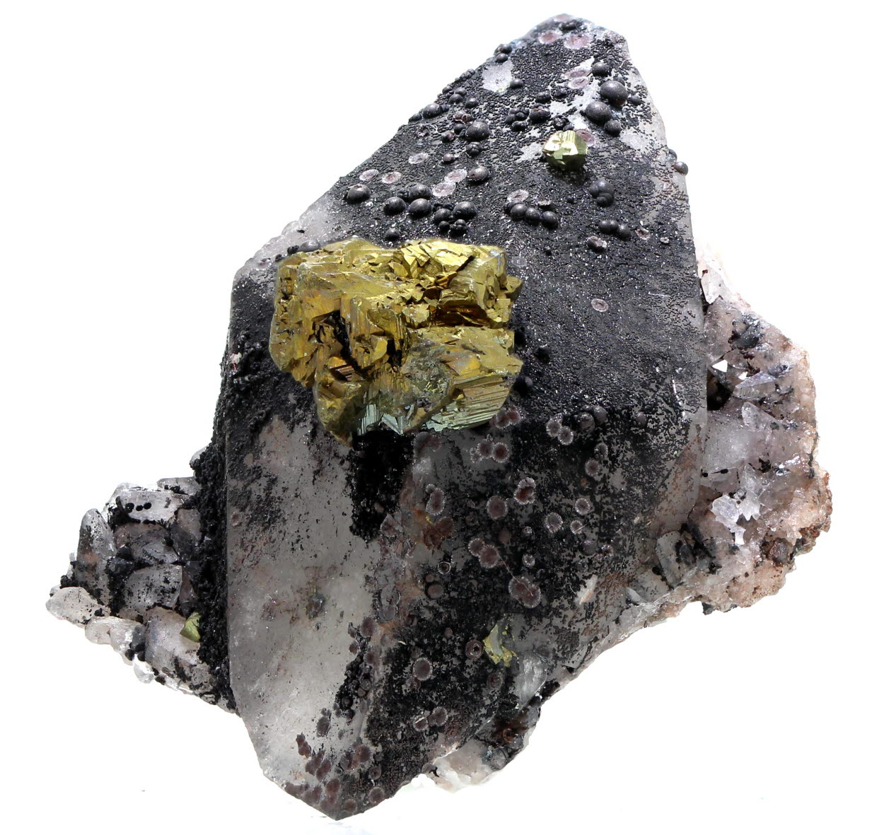 Chalcopyrite On Calcite With Hematite