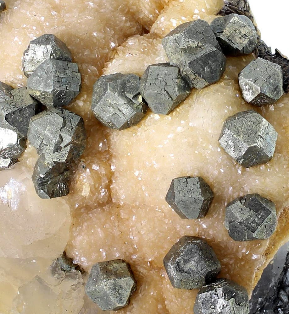 Pyrite With Manganoan Calcite & Calcite