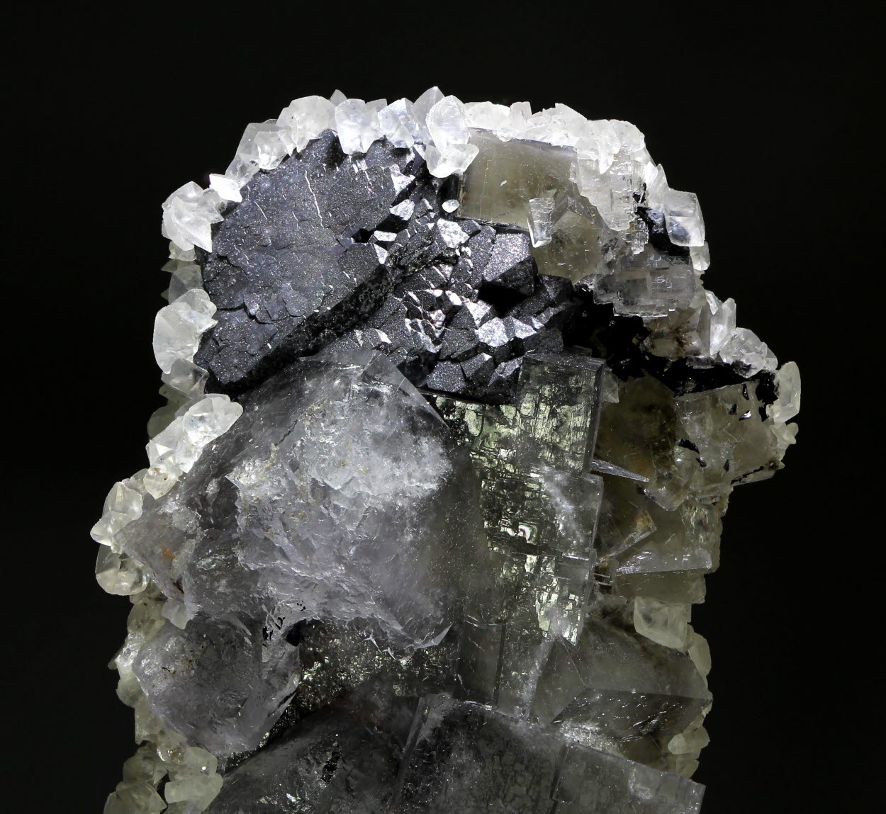 Fluorite With Galena & Calcite